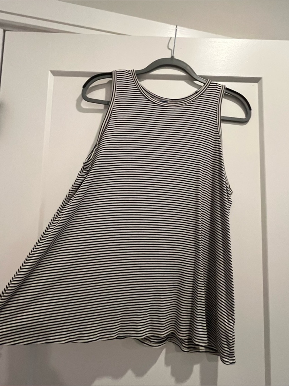 Black and white striped flowy tank top